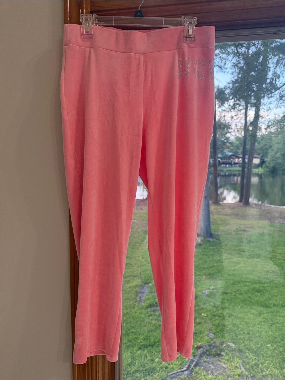 Juicy Couture Pink Velour Track Pants with Sparkle Logo